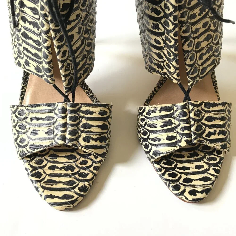 Loeffler Randall Scarlet Lace Up Sandals Bootie Womens 8.5 Black Leather Shoes - Picture 6 of 13